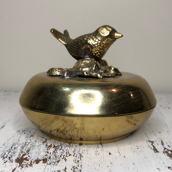 Vintage Brass Bird Trinket Dish